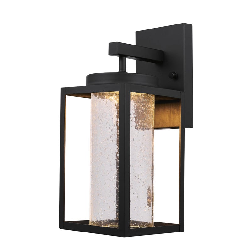 GLOBE Electric 44359 Capulet LED Integrated Outdoor Indoor Wall Sconce, Black, Clear Bubble Glass Center Column, Dimmable, 12W, 850 Lumens - Image 1